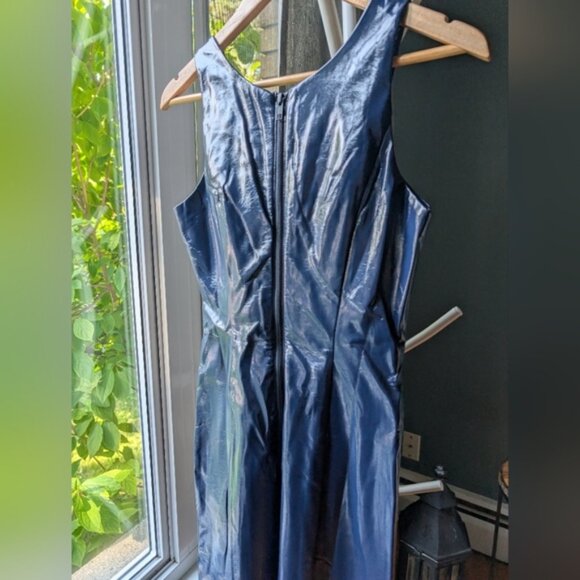 Nwt Choosy Chic Navy Blue Sleeveless Faux Leather Dress - Picture 2 of 6